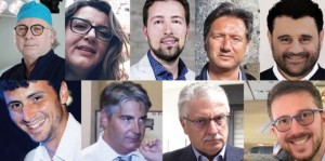 I consiglieri comunali che hanno consegnato la città al commissario prefettizio. In senso orario a partire da sinistra: Bartolomeo Lofano, Maria Savino, Giuseppe D'Ambruoso, Lorenzo Abbruzzi, Carlo Gungolo, Andrea Colapinto, Pasquale Gentile, Vito Cerri, Michele Lovascio